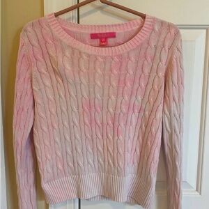 Lilly Pulitzer Women's Pink and White Cable Knit Sweater Size Medium!  EUC!